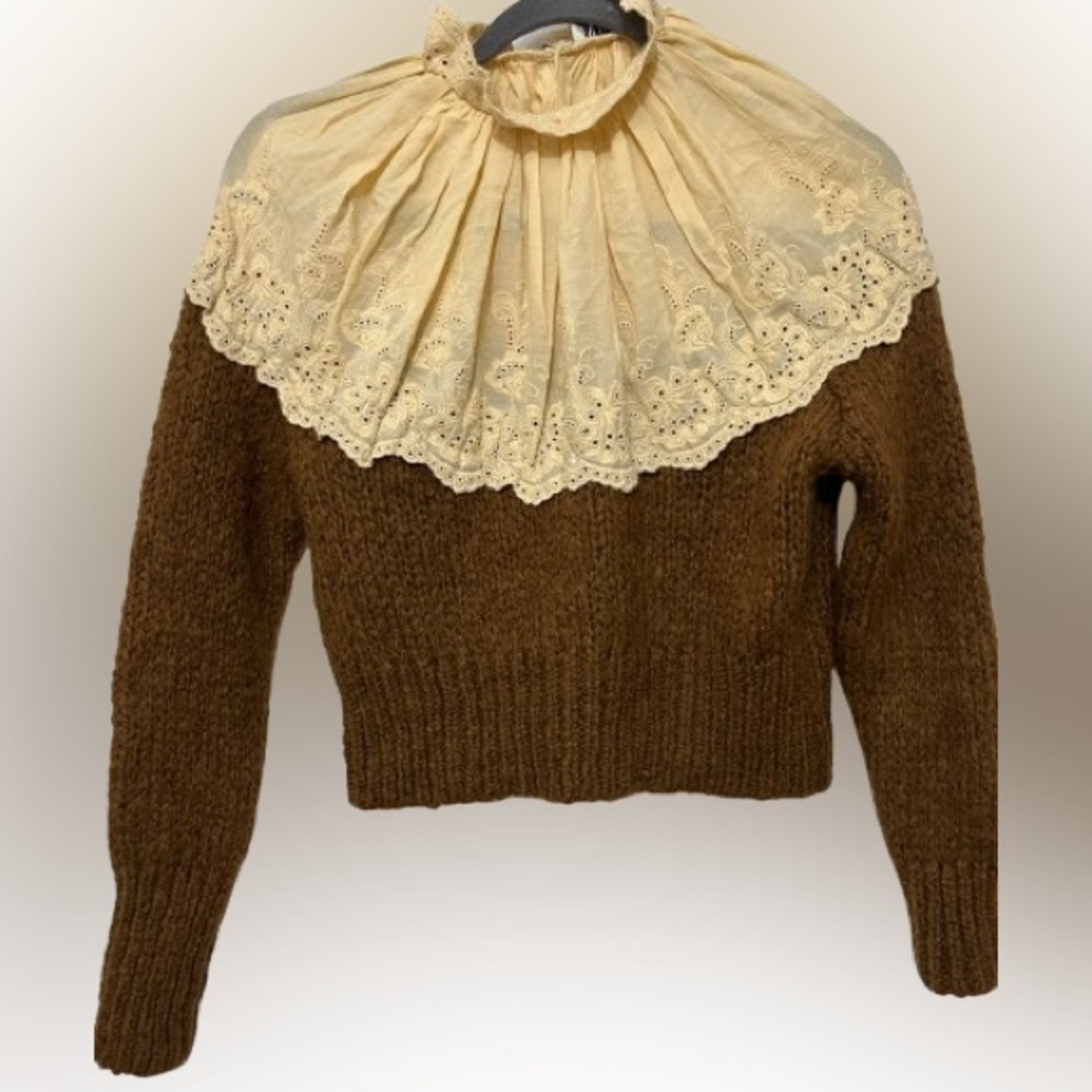 Zara brown half knit sweater